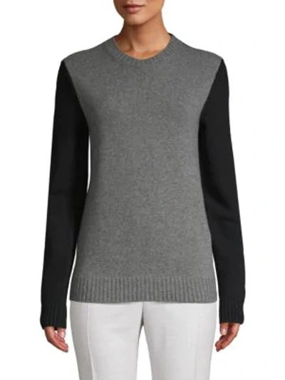 Shop Valentino Colorblock Wool & Cashmere-blend Sweater In Grey