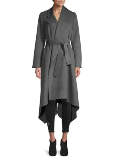 Shop Oscar De La Renta Orylag Blend Asymmetric Wrap Coat In Grey