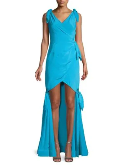 Shop Moschino Mermaid Silk Gown In Light Blue