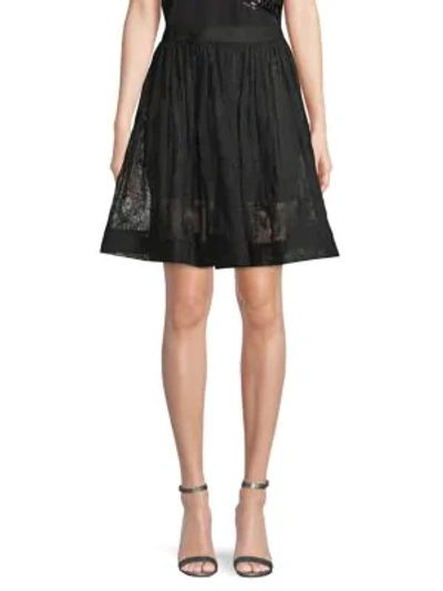 Shop Moschino Embroidered Mesh Skirt In Black