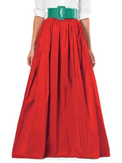 Shop Carolina Herrera Silk A-line Maxi Skirt In Red