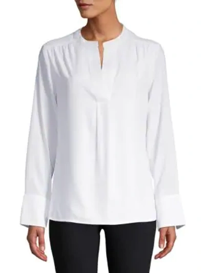 Shop Calvin Klein Collection Women's Woven Long-sleeve Top In White