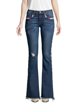 distressed bootcut jeans