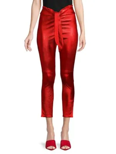 Shop Isabel Marant Ruffle-trimmed Knot Pants In Metal Red