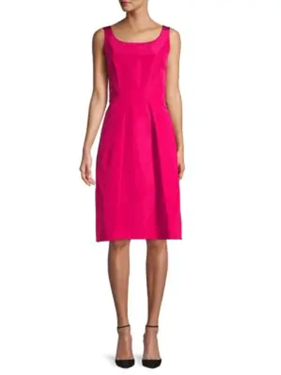 Shop Oscar De La Renta Sleeveless Silk Sheath Dress In Raspberry