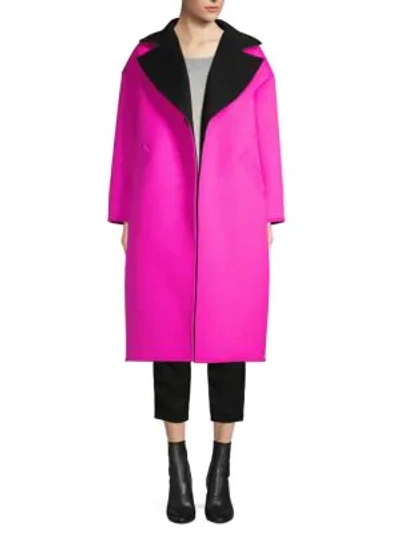 Shop Oscar De La Renta Reversible Cocoon Coat In Ultra Pink
