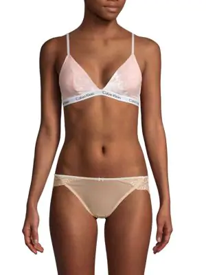 calvin klein pink velvet triangle bra
