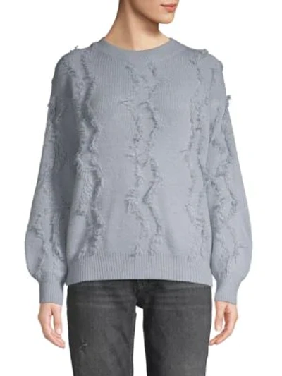 Shop Allison New York Ribbed Fringe-trimmed Sweater In Light Blue