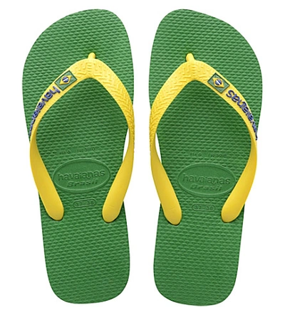 Shop Havaianas Brazil Logo Rubber Flip-flops In Green