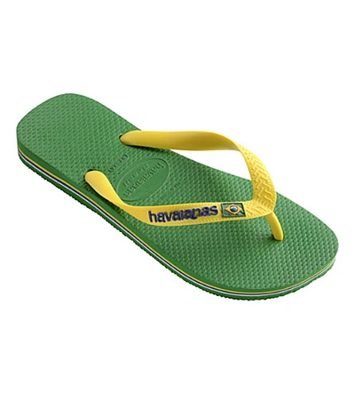 Shop Havaianas Brazil Logo Rubber Flip-flops In Green