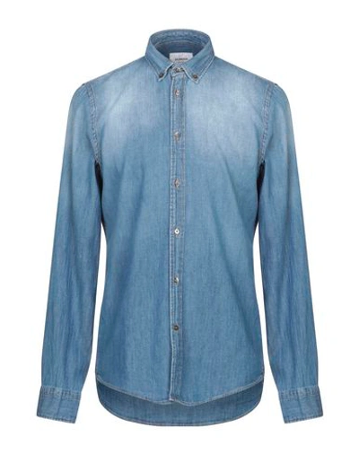 Shop Dondup Denim Shirts In Blue