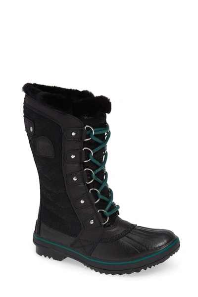 Shop Sorel Tofino Faux Fur & Genuine Shearling Lined Waterproof Boot In Black