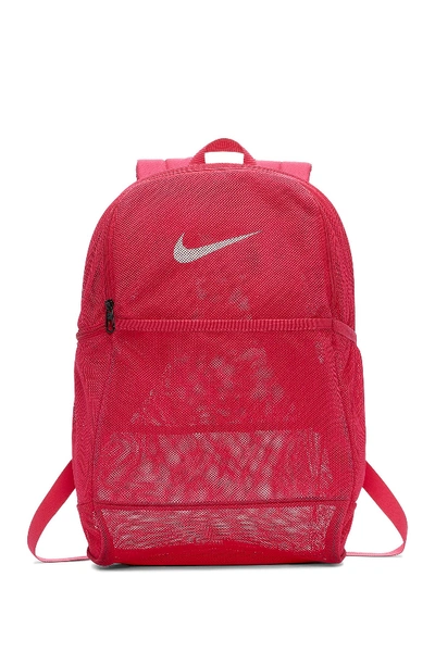 Shop Nike Brasilia Mesh Training Backpack In Rshpnk/white
