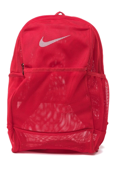 Shop Nike Brasilia Mesh Training Backpack In Unvred/white