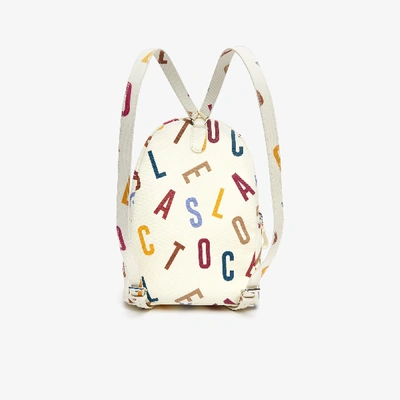 Shop Lacoste Women's Daily Classic Printed Coated Canvas Backpack In Alphabet Egret