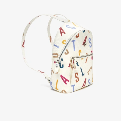 Shop Lacoste Women's Daily Classic Printed Coated Canvas Backpack In Alphabet Egret