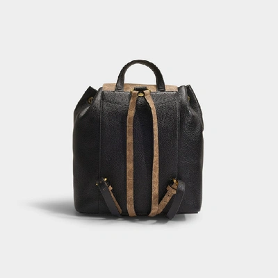 Shop Coach Evie Backpack In Black Leather And Tan Signature Coated Canvas