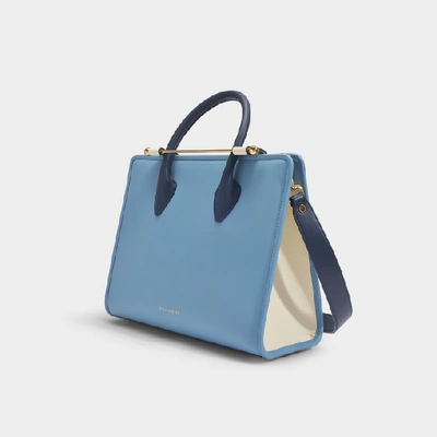 Shop Strathberry The  Midi Tote In Chestnut Vanilla And In Blue