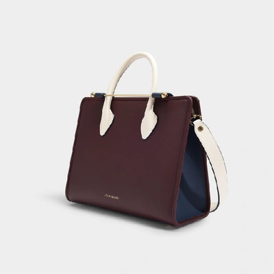 Shop Strathberry The  Midi Tote In Chestnut Vanilla And