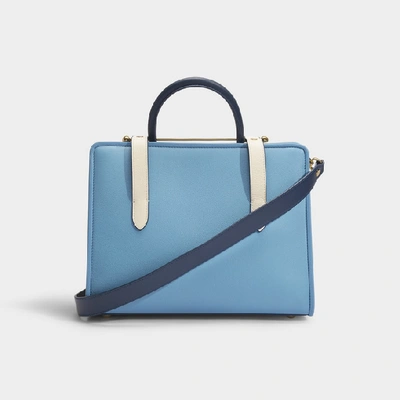Shop Strathberry The  Midi Tote In Chestnut Vanilla And In Blue