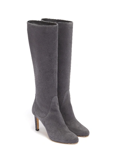 Shop Jimmy Choo 'tempe 85' Suede Knee High Boots In Grey