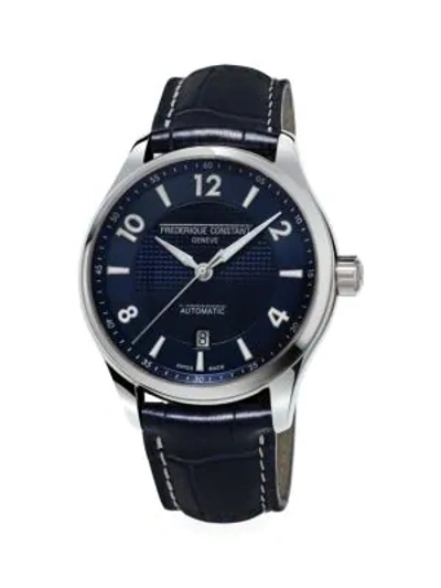 Shop Frederique Constant Runabout Automatic Stainless Steel & Leather Strap Watch In Black