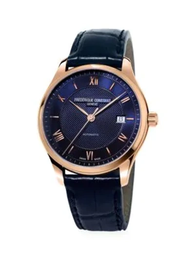 Shop Frederique Constant Classics Index Rose Goldtone & Leather Strap Automatic Watch