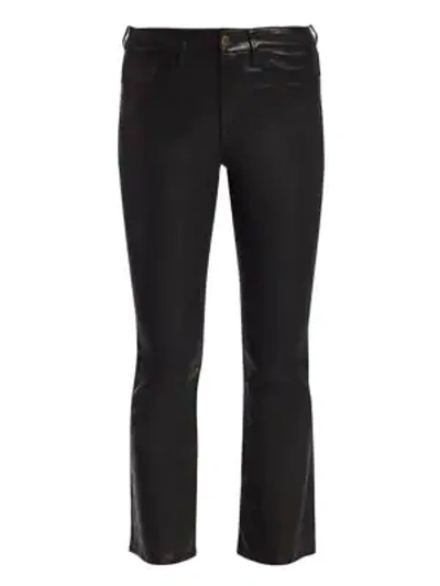 Shop Frame Le Crop High-rise Mini Bootcut Leather Pants In Washed Black