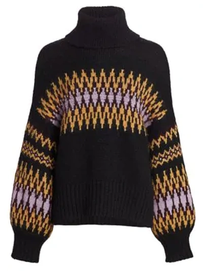 Shop A.l.c Tracey Fairisle Sweater In Black Bordeaux Lilac