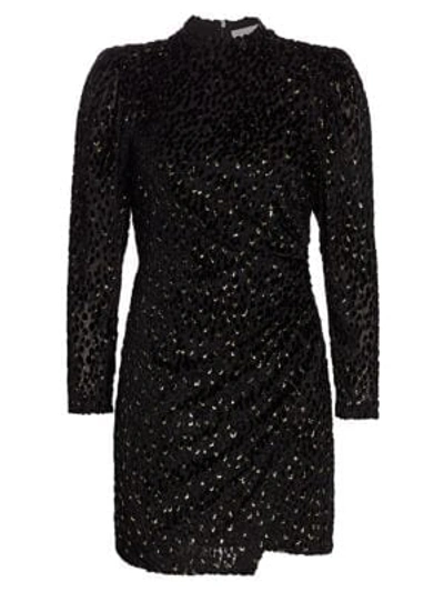 Shop A.l.c Jane Velvet Mini Dress In Black Gold