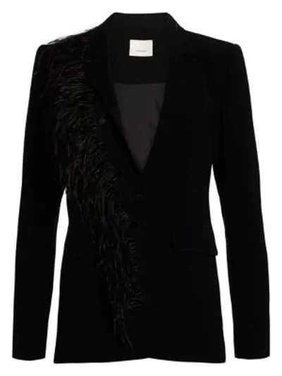 Shop Cinq À Sept Portia Feather Blazer In Black