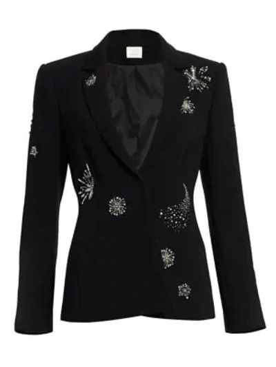 Shop Cinq À Sept Estelle Embellished Velvet Blazer In Black Multi