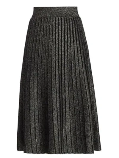 Shop A.l.c Nevada Lurex Knit Midi Skirt In Black Blue