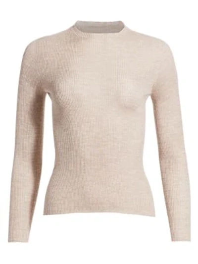 Shop Akris Fine Ribbed Cashmere & Silk Top In Clay