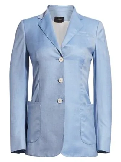 Shop Akris Gan Single-breasted Cashmere & Silk Twill Jacket In Ice