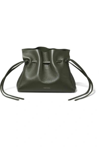 Shop Mansur Gavriel Protea Mini Leather Shoulder Bag In Army Green