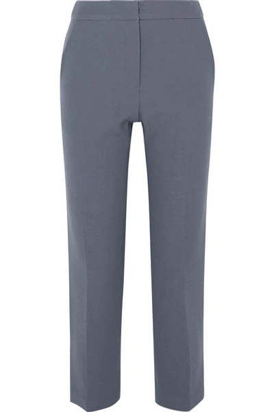 Shop Pushbutton Cropped Straight-leg Wool-blend Pants In Gray