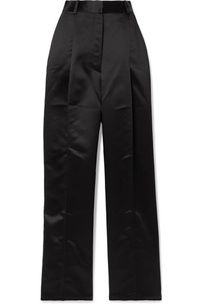 Shop Beaufille Valli Satin Straight-leg Pants In Black