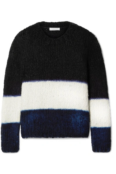 Shop Gabriela Hearst +net Sustain Lawrence Striped Cashmere Sweater In Midnight Blue