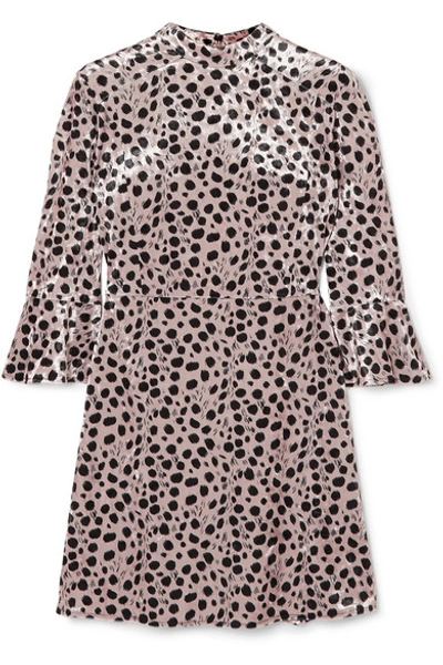 Shop Hvn Ashley Leopard-print Velvet Mini Dress In Beige