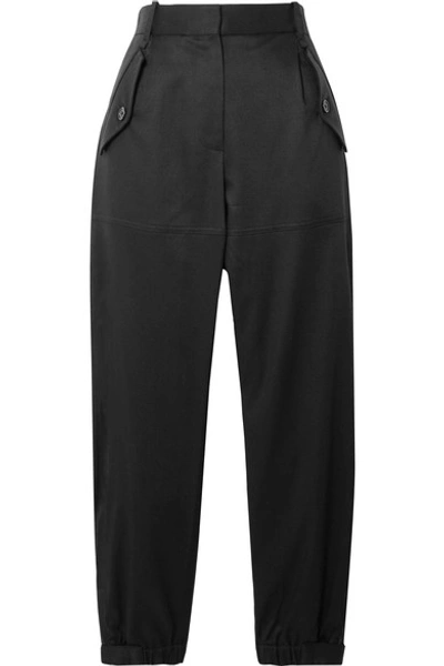 Shop Nili Lotan Arliss Cropped Lyocell-blend Twill Tapered Pants In Black