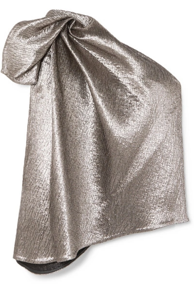 Shop Maticevski Lithium One-shoulder Lurex Top In Silver