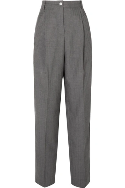 Shop Acne Studios Peggerine Pleated Herringbone Wool Tapered Pants In Gray