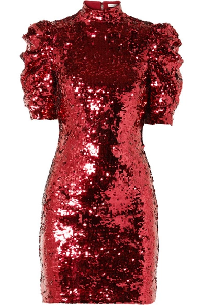 Shop Alice And Olivia Brenna Sequined Tulle Mini Dress In Red