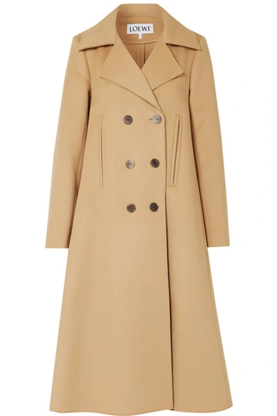 Shop Loewe Double-breasted Wool And Cashmere-blend Coat In Camel
