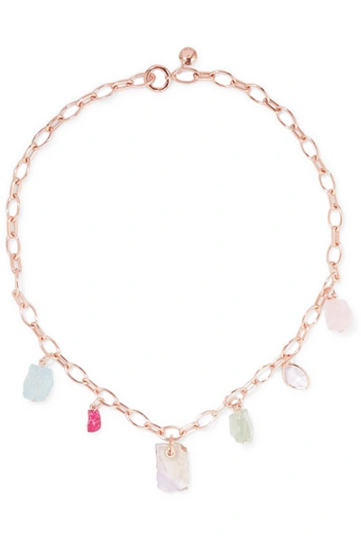 Shop Monica Vinader + Caroline Issa Rose Gold Vermeil Multi-stone Necklace