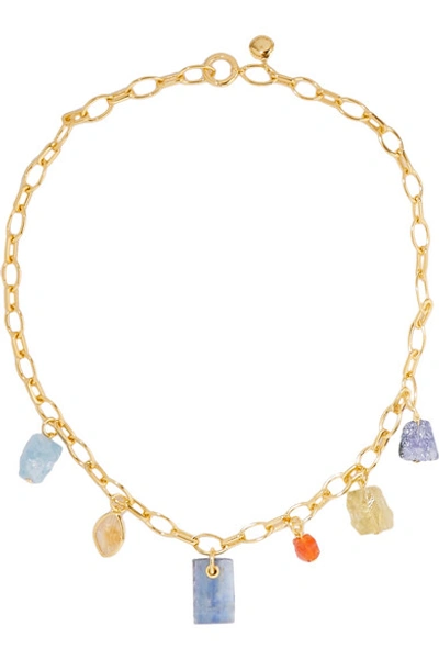 Shop Monica Vinader + Caroline Issa Gold Vermeil Multi-stone Necklace
