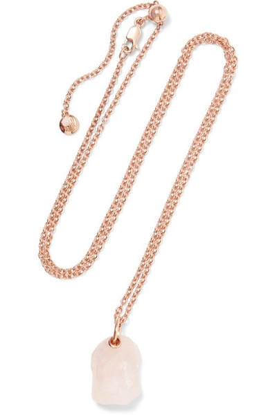 Shop Monica Vinader + Caroline Issa Rose Gold Vermeil Quartz Necklace