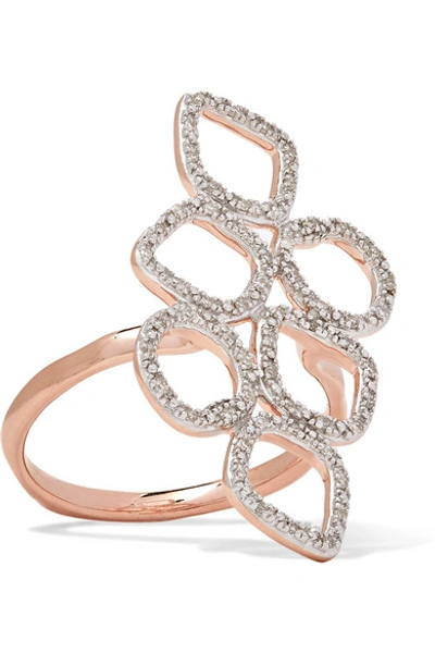 Shop Monica Vinader Riva Rose Gold Vermeil And Sterling Silver Diamond Ring