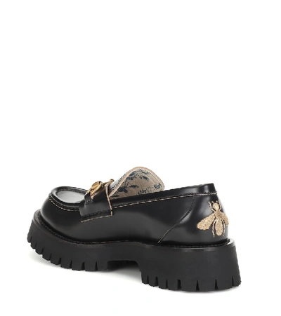 Shop Gucci Horsebit Embroidered Leather Loafers In Nero